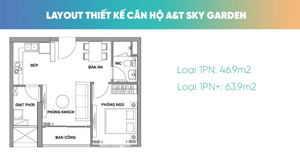 Dự án A&T Sky Garden Triển Khai Tại Thuận An Bình Dương 9 Layout-can-ho-1-phong-ngu-du-an-AT-Sky-Garden