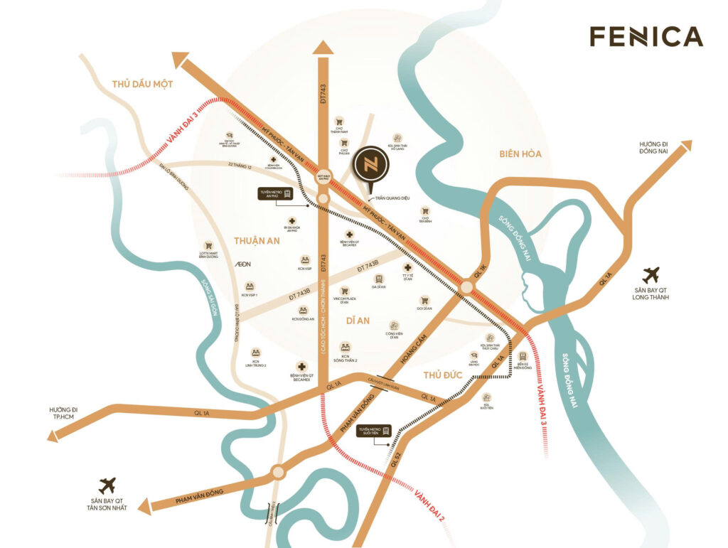 Vị trí dự án Fenica dĩ an